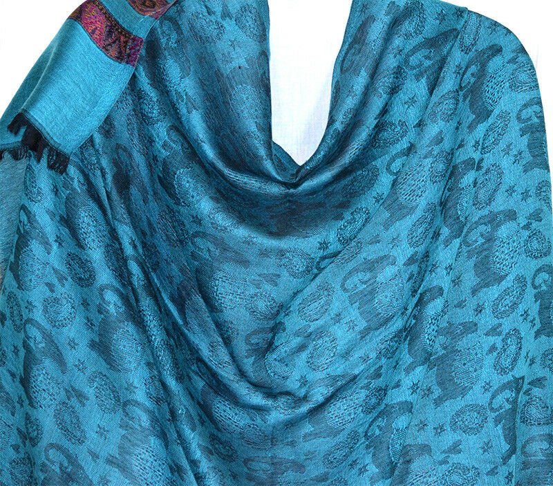 Elephant Design Pashmina Silk Blend Shawl Wrap - Image 6