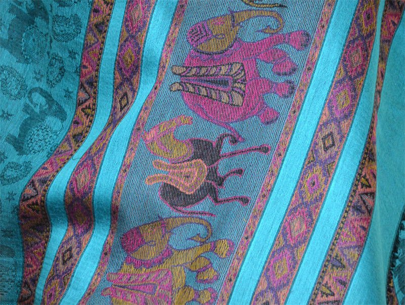 Elephant Design Pashmina Silk Blend Shawl Wrap - Image 5