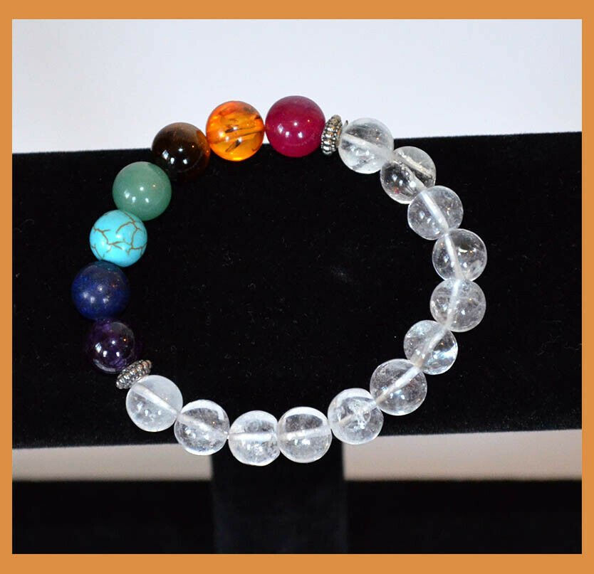Clear Quartz 7 Chakra Gemstone Bracelet