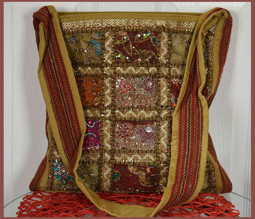 Hand Made from Vintage Hand Embroidered Patches Sling Bag, Shoulder Bag