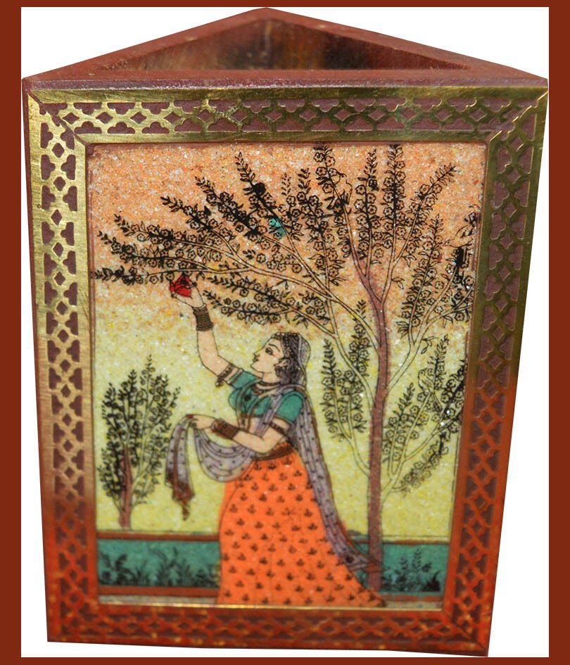 Gemstone Painting Wood Triangle Pen Holder - Image 2