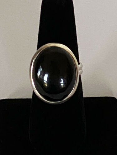 Artisan Created Hand Crafted Natural Black Onyx Sterling Silver Ring - Image 4