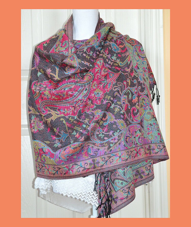Handwoven Paisley Design Shawl Wrap