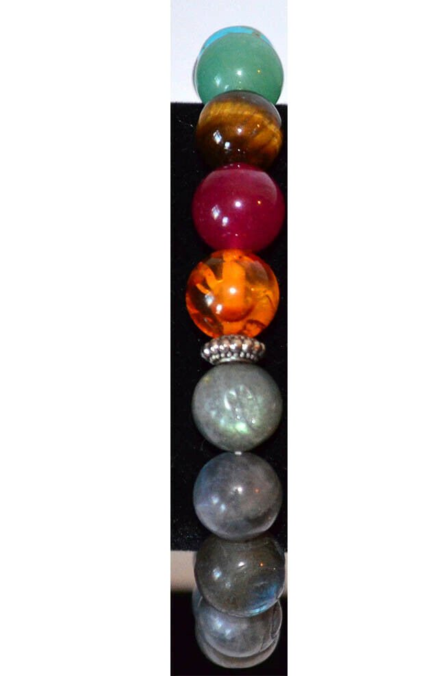 Labradorite 7 Chakra Buddha Head Gemstone Bracelet - Image 3