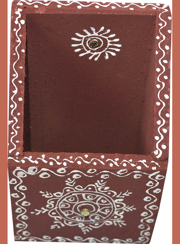 Mandala Painting Wooden Pen Holder