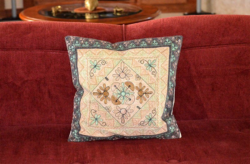 Stone Washed Cotton Embroidered Pillow Cover - Image 4