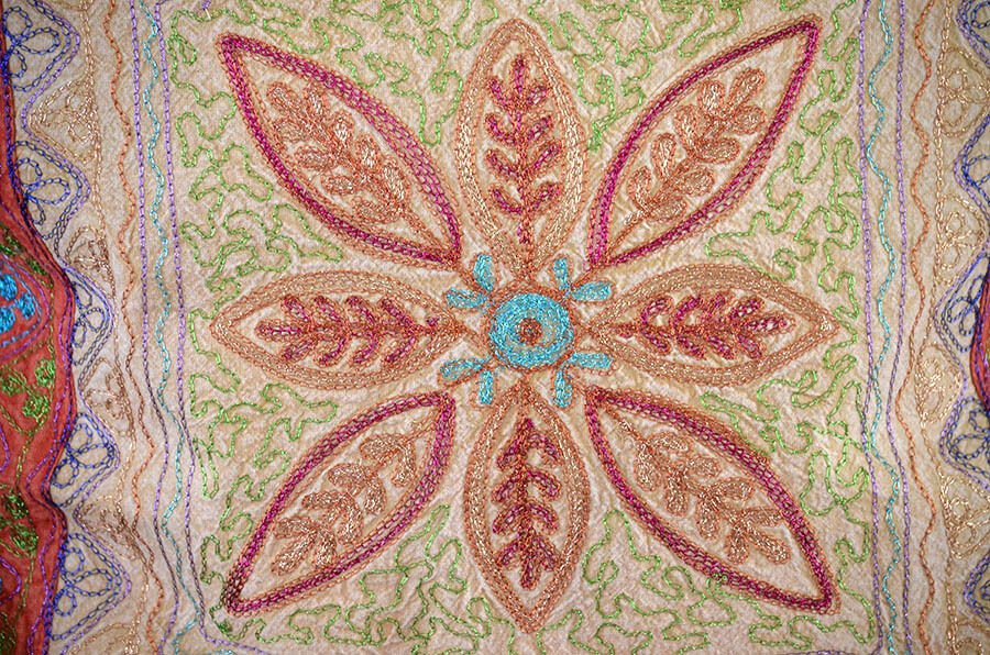 Stone Washed Cotton Embroidered Pillow Cover - Image 3