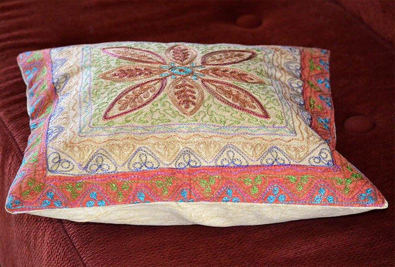 Stone Washed Cotton Embroidered Pillow Cover - Image 4