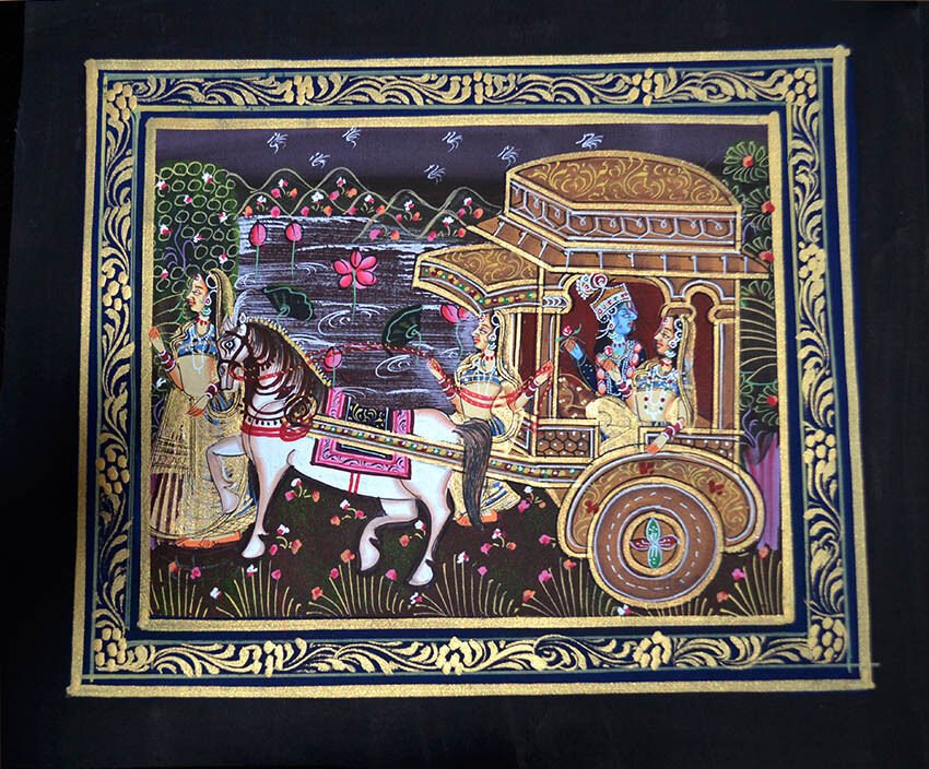 Radha Krishna Miniature Natural Color Painting