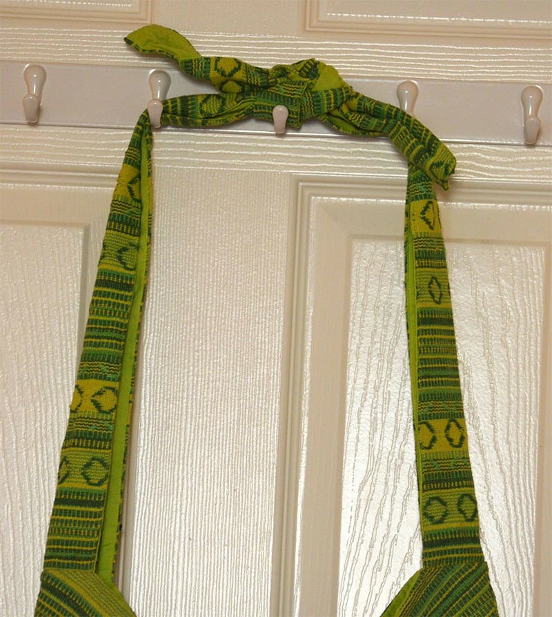Hand Loom Striped Cotton Shoulder Bag With Adjustable Knot Tie Strap - Image 5