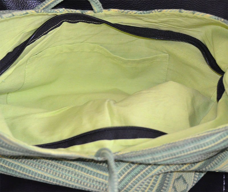 Hand Loom Striped Cotton Shoulder Bag With Adjustable Knot Tie Strap - Image 4