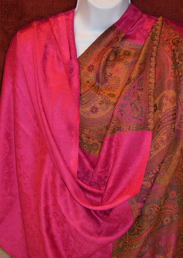 Paisley Pashmina Silk Blend Shawl Wrap - Image 3