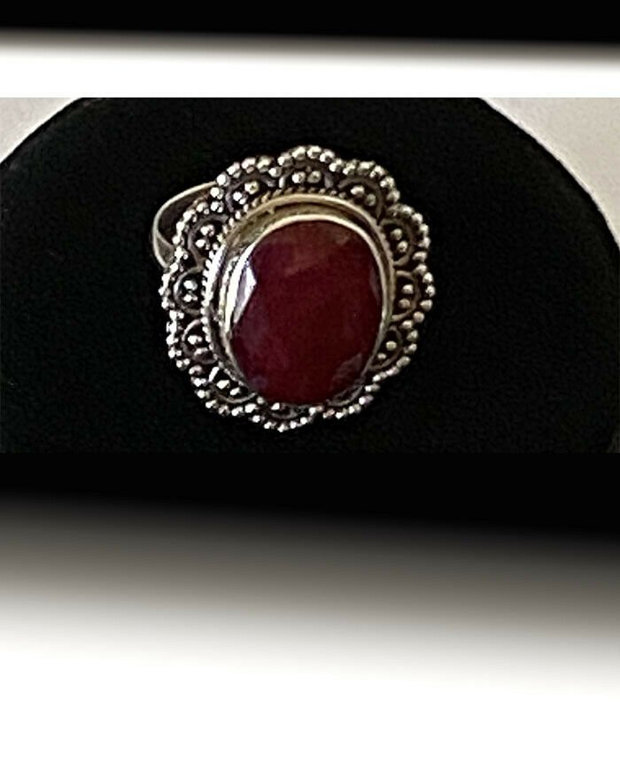Artisan Created Hand Crafted Natural Ruby Sterling Silver Ring - Image 4