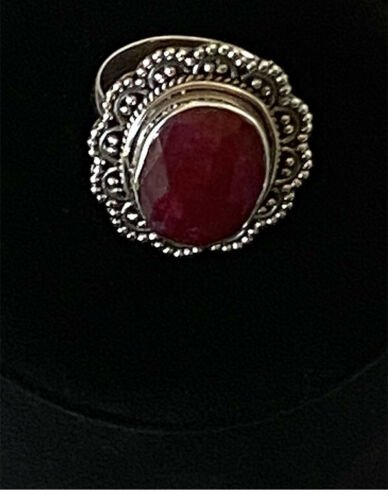 Artisan Created Hand Crafted Natural Ruby Sterling Silver Ring - Image 3