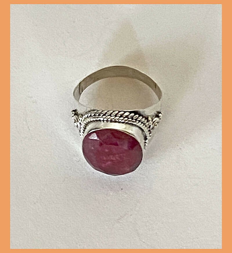Artisan Created Hand Crafted Natural Ruby Sterling Silver Ring