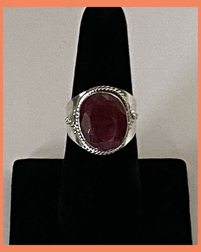 Artisan Created Hand Crafted Natural Ruby Sterling Silver Ring - Image 5