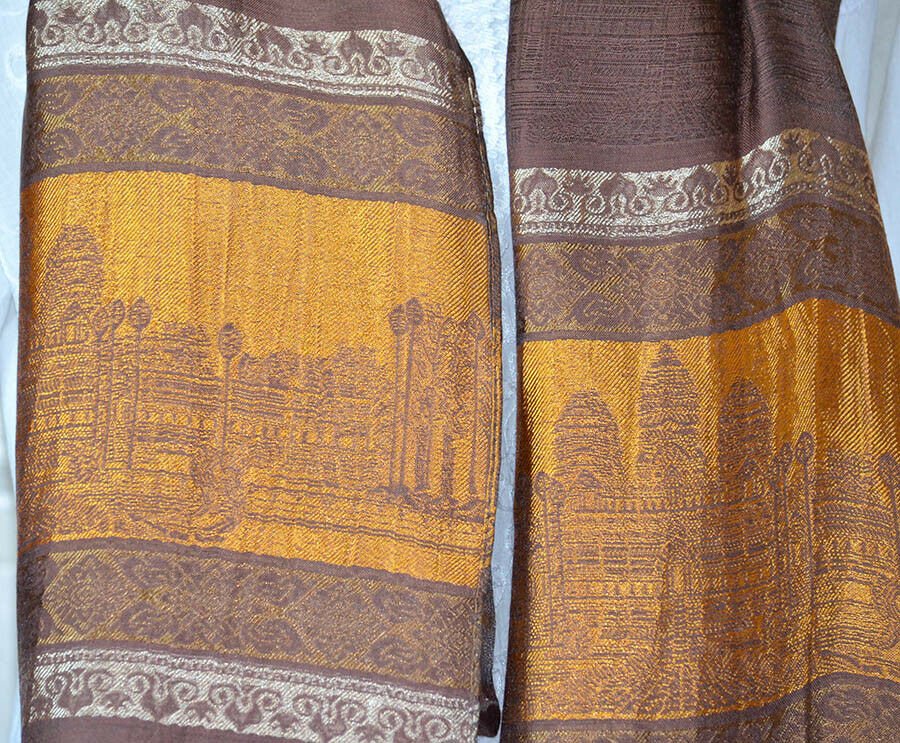 Woven Angkor Wat Temple Silk Stole - Image 3