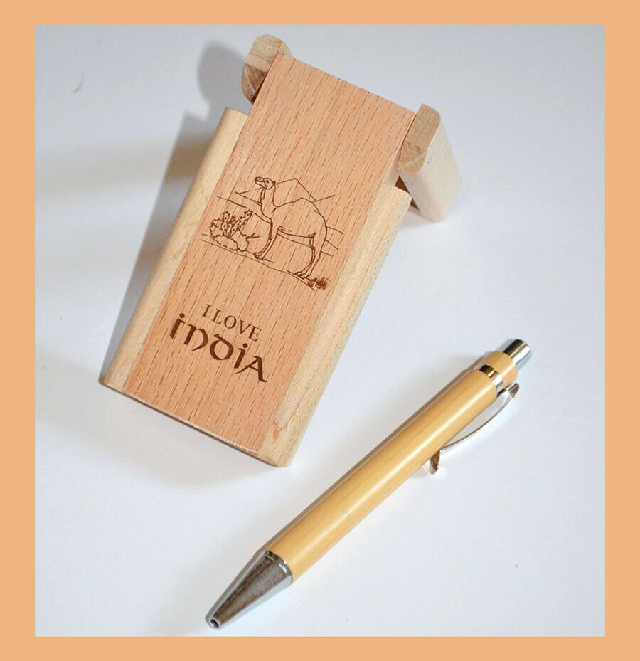 Engraved Pen Holder With Clock