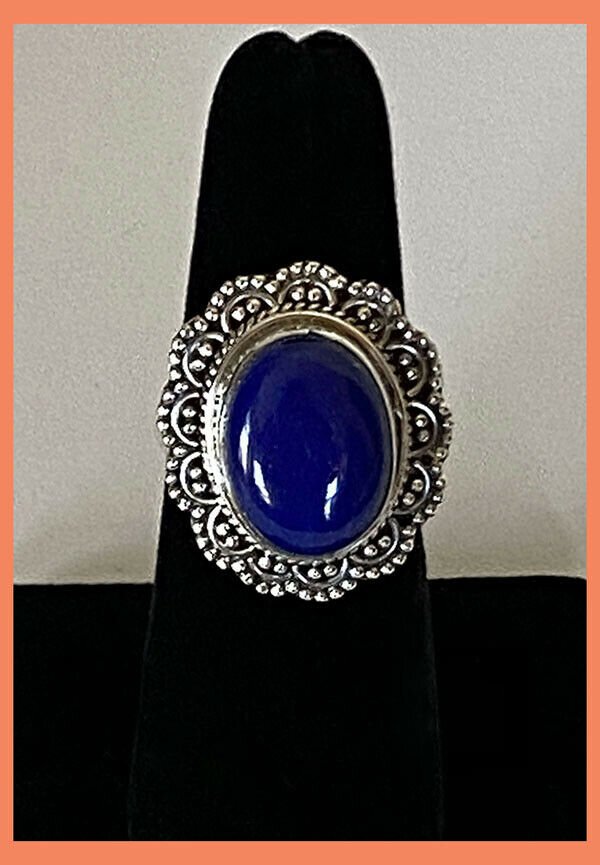 Artisan Created Hand Crafted Lapis Lazuli Sterling Silver Ring - Image 3