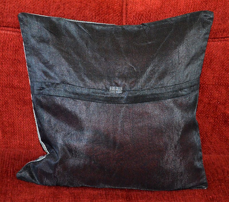 Black Silk Embroidered Pillow Cover - Image 4