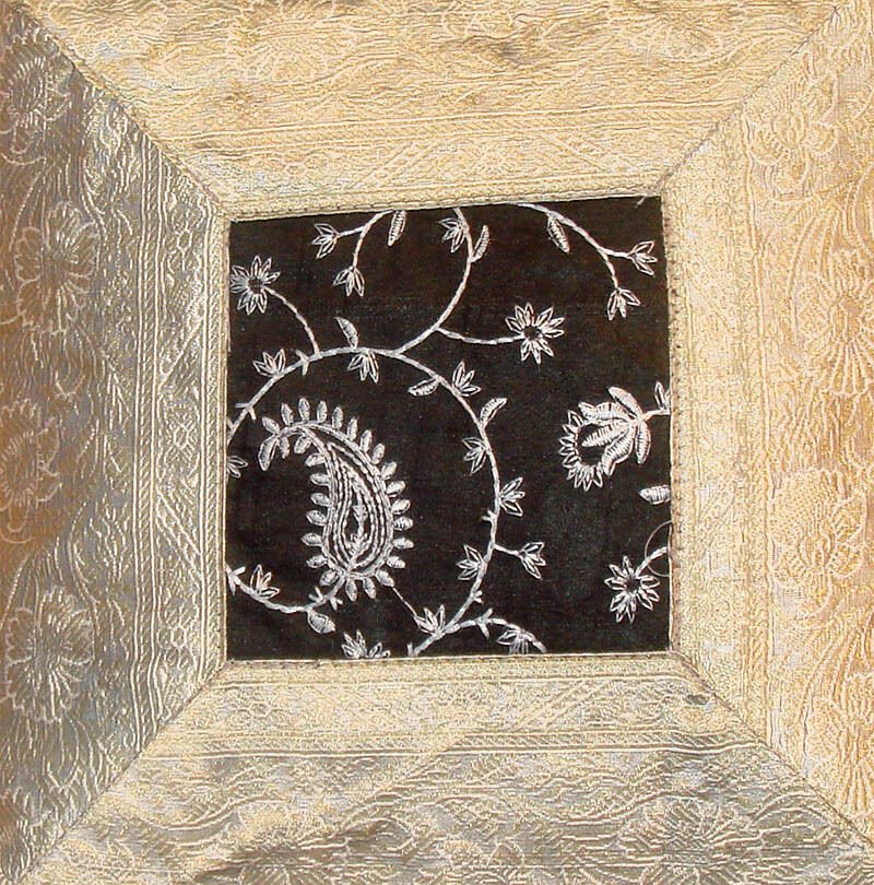 Set of 2 Gray Silk Embroidered Brocade Pillow Cover - Image 3