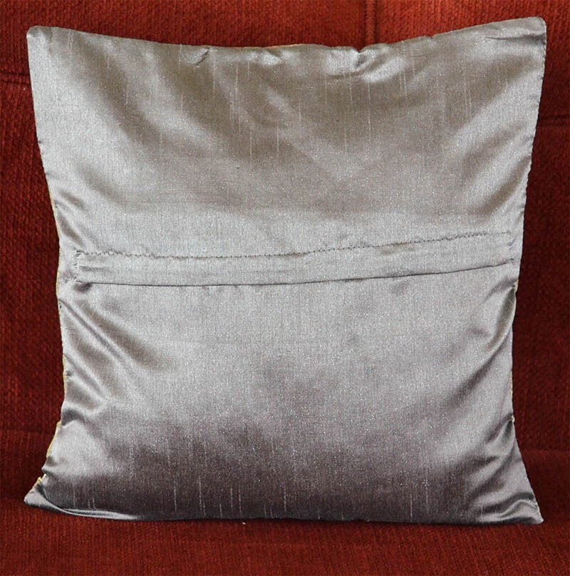 Set of 2 Gray Silk Embroidered Brocade Pillow Cover - Image 5