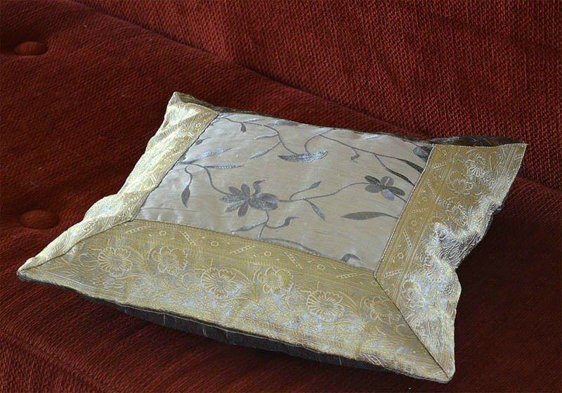 Gray Silk Embroidery Brocade Pillow Cover - Image 3