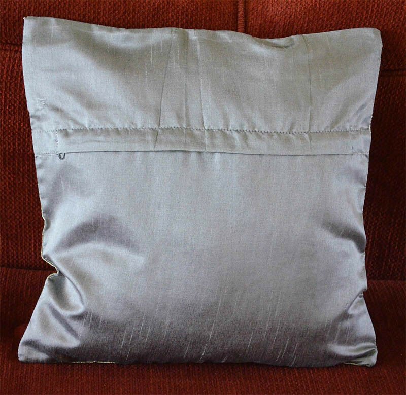 Gray Silk Embroidery Brocade Pillow Cover - Image 7