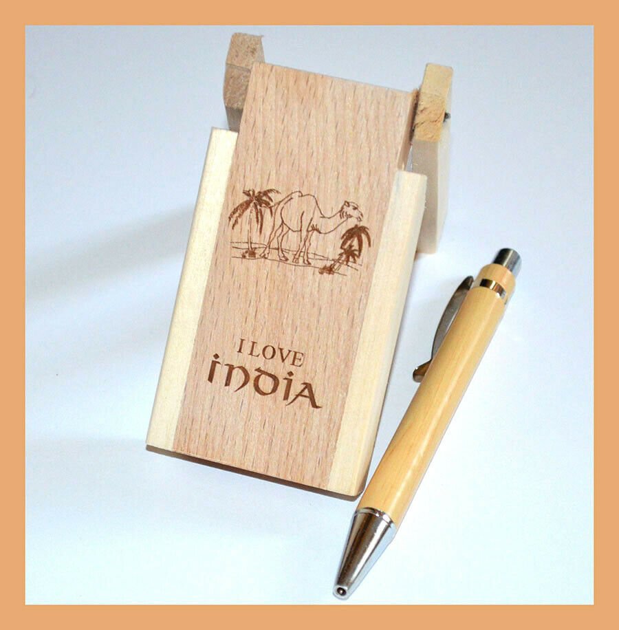 Engraved Pen Holder With Clock