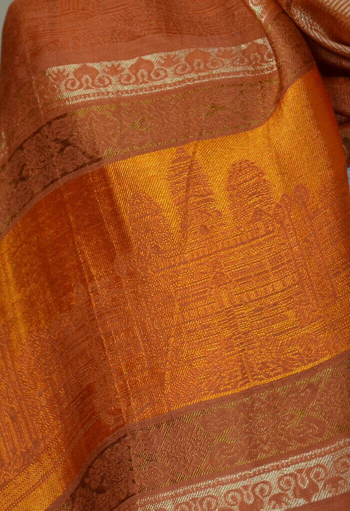 Woven Angkor Wat Temple Silk Stole - Image 4