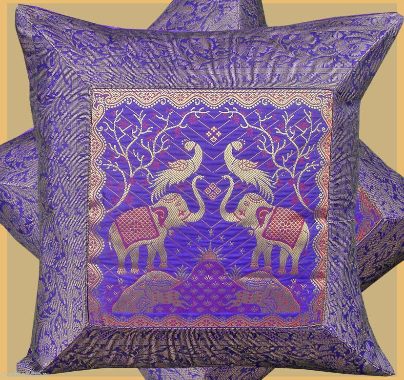 Pair(two) of Purple Silk Brocade Pillow Cover