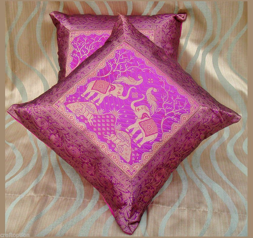 Pair(two) of Pink Silk Brocade Pillow Cover