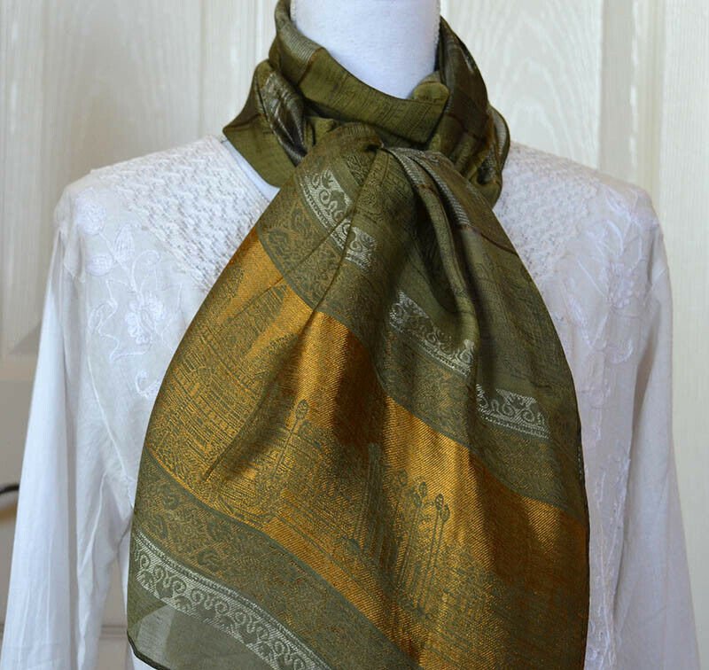 Woven Angkor Wat Temple Silk Stole - Image 5