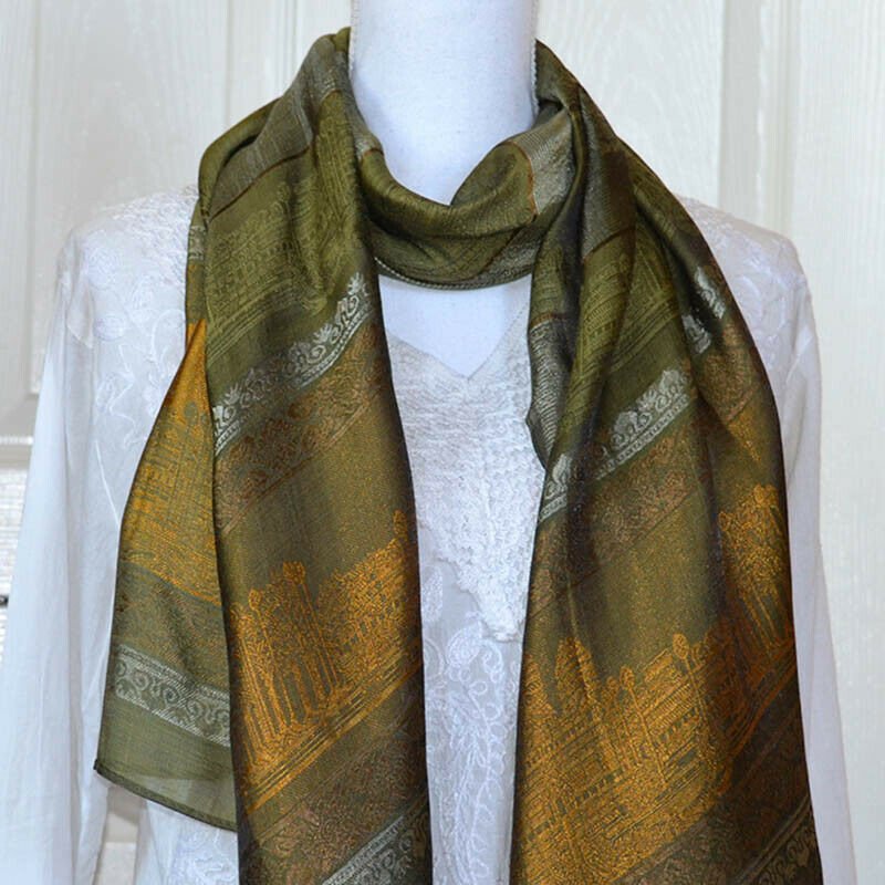 Woven Angkor Wat Temple Silk Stole - Image 4