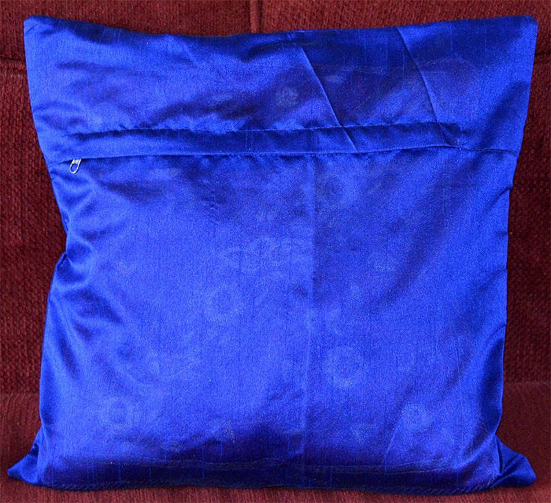 Blue Vintage Embroidered Patch Work Silk Pillow Cover - Image 6