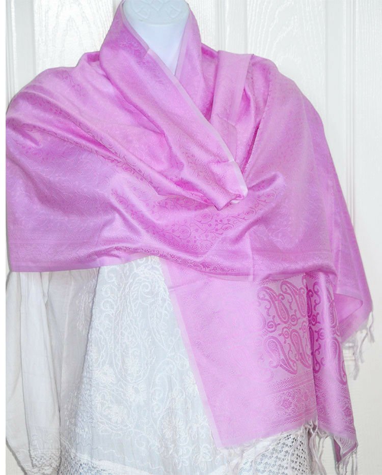 Banaras Silk Woven Paisley Floral Design Stole Wrap