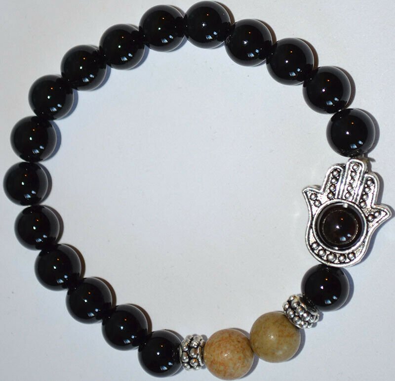 Obsidian Gemstone Hamsa Bracelet - Image 2