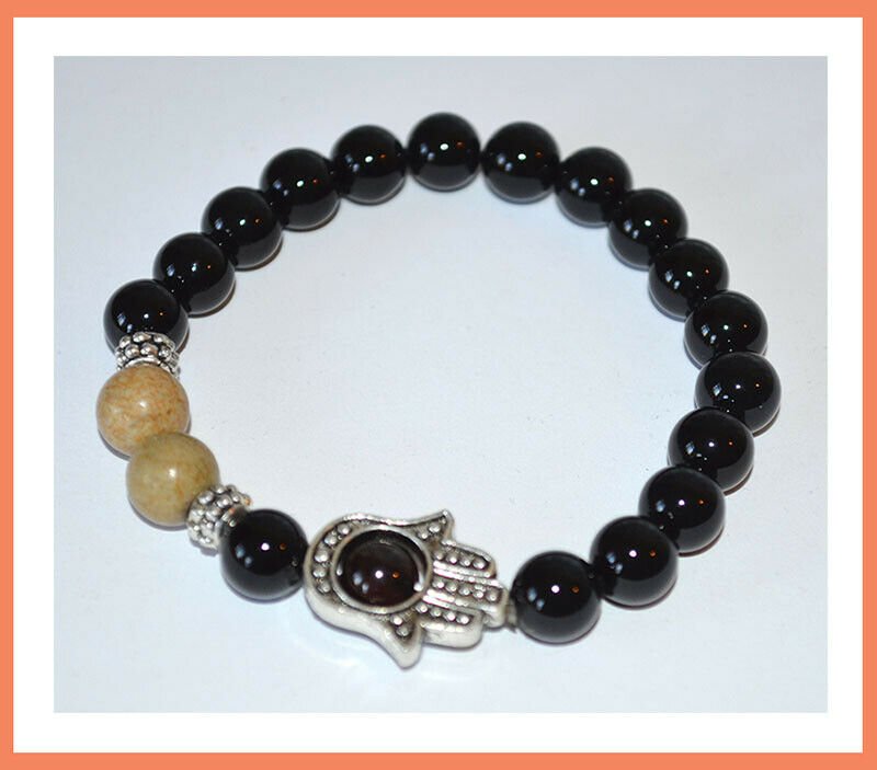 Obsidian Gemstone Hamsa Bracelet - Image 3