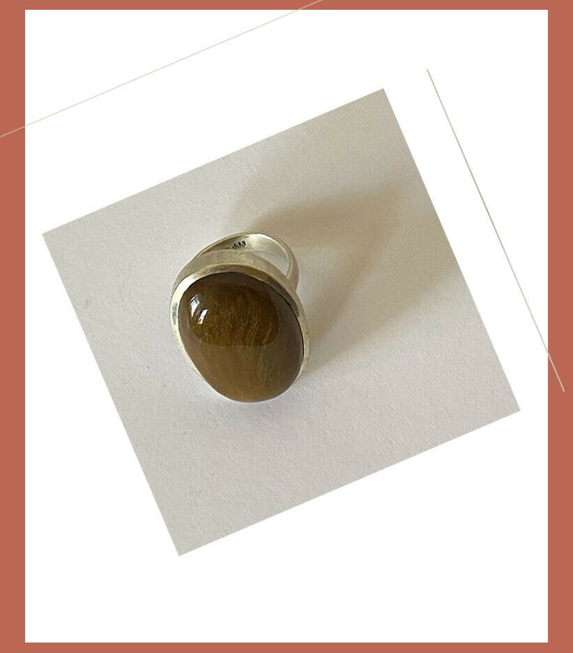 Artisan Created Hand Crafted Natural Tiger's Eye Sterling Silver Ring