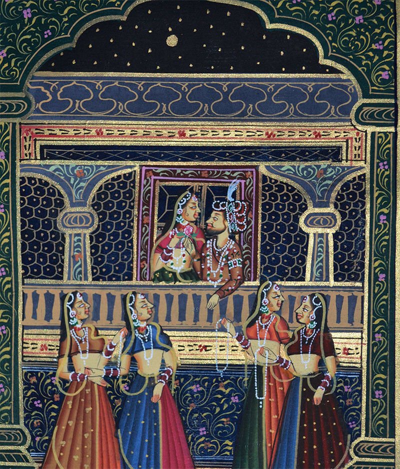 Mughal King And Queen Miniature Painting - Image 3