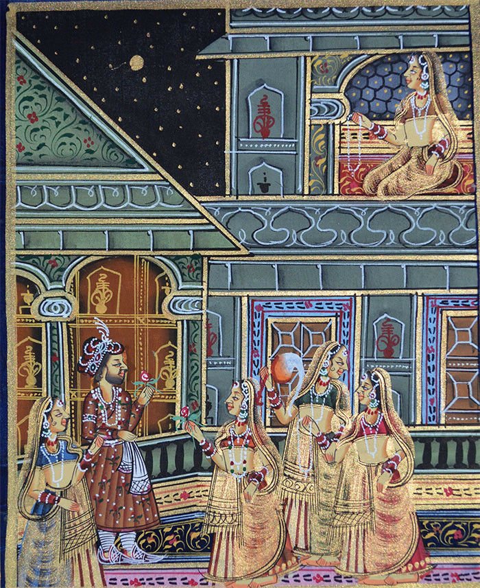 Mughal King And Queen Miniature Painting - Image 3