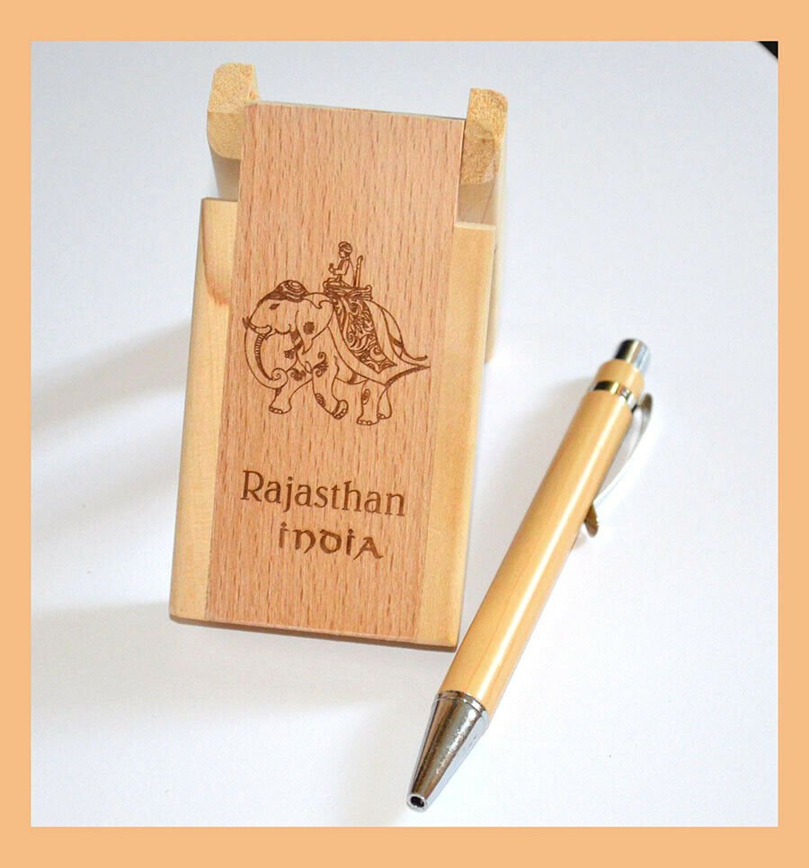 Engraved Pen Holder With Clock