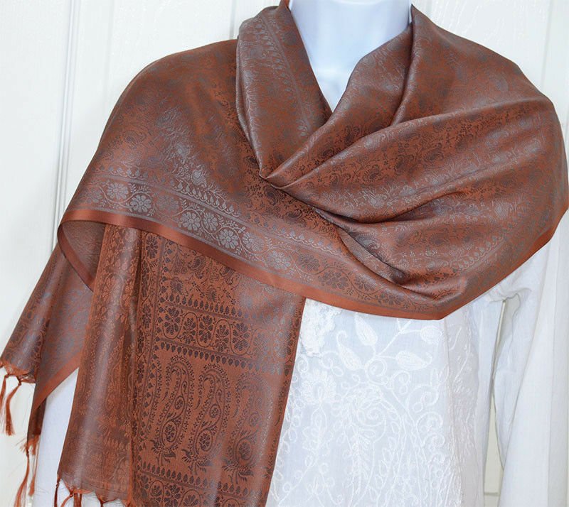 Banaras Silk Woven Paisley Floral Design Stole Wrap