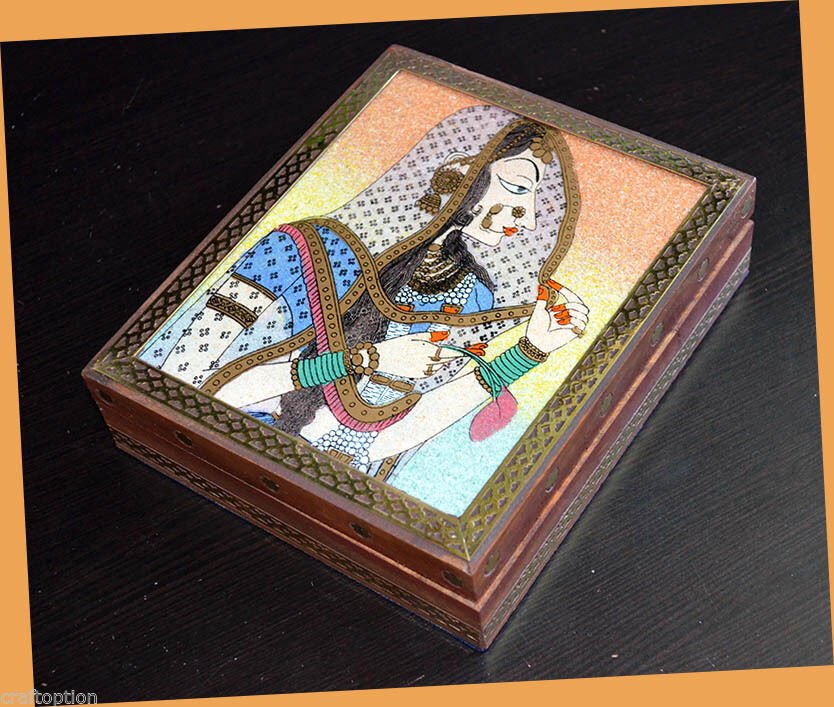 Wood Gemstone Painting Jewelry Box