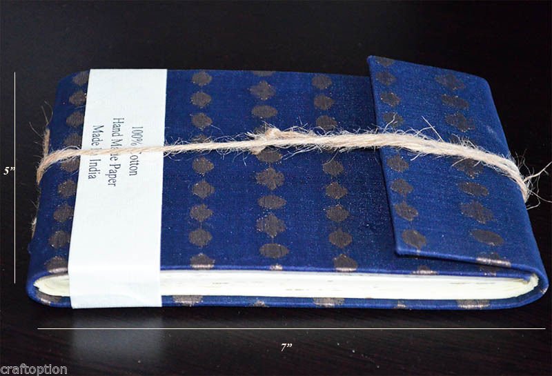 Blue Brocade Cover Handmade Paper Journal Diary
