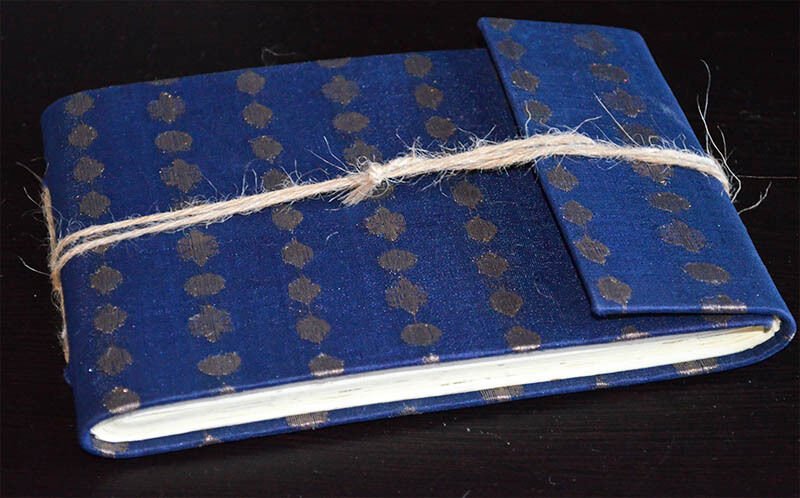 Blue Brocade Cover Handmade Paper Journal Diary - Image 3