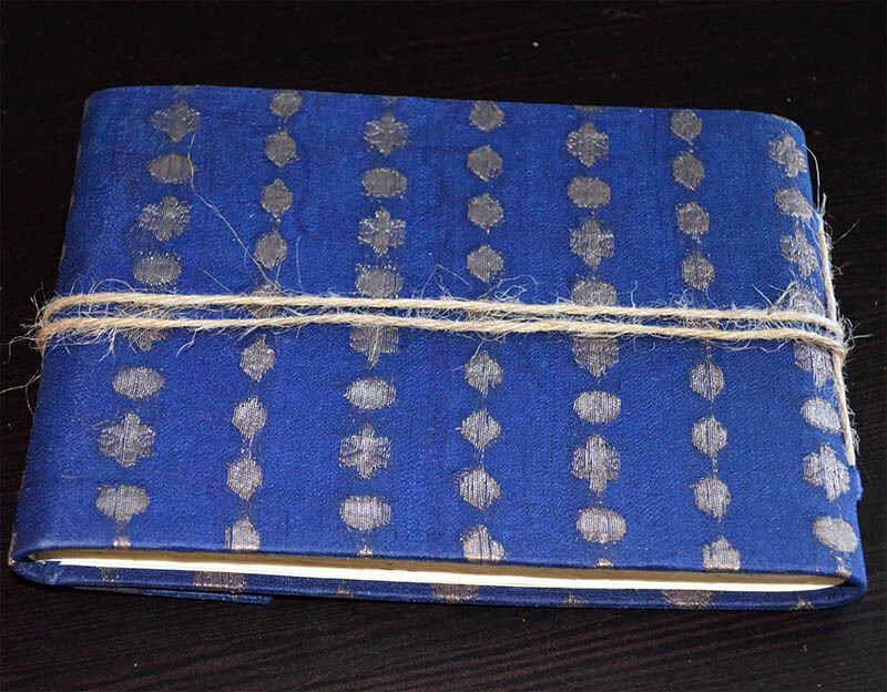 Blue Brocade Cover Handmade Paper Journal Diary - Image 4