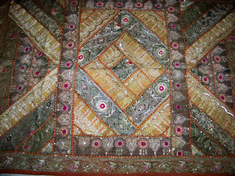 Silver Zari Work Hand Embroidered Wall Tapestry - Image 2