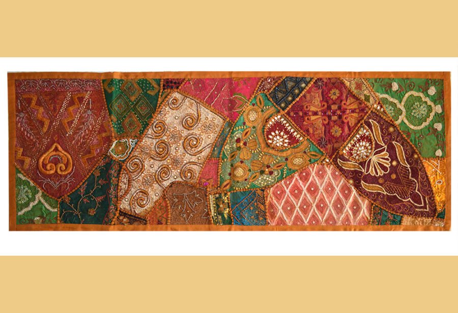 Hand Embroidered Antique Patches Wall Tapestry Runner Throw