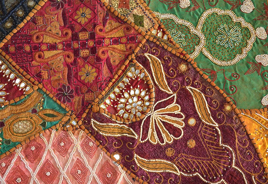 Hand Embroidered Antique Patches Wall Tapestry Runner Throw - Image 4